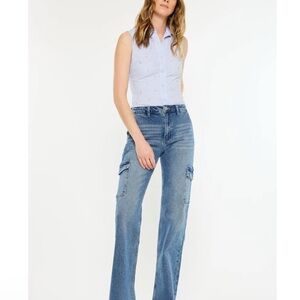 NWT KanCan Aspen High Rise Blue Flare Wide Leg Denim